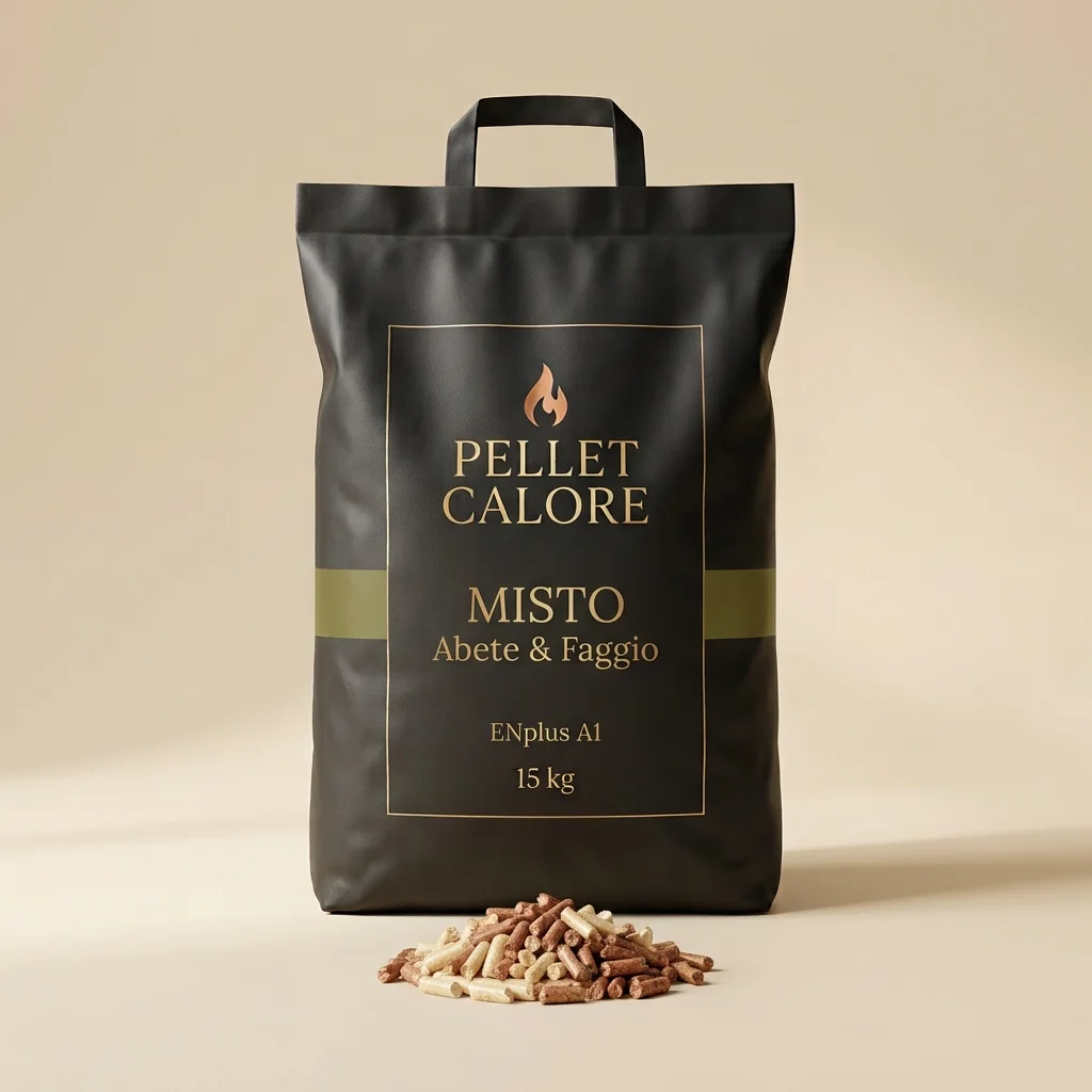 Sacco 15 kg Pellet Calore Misto Abete e Faggio