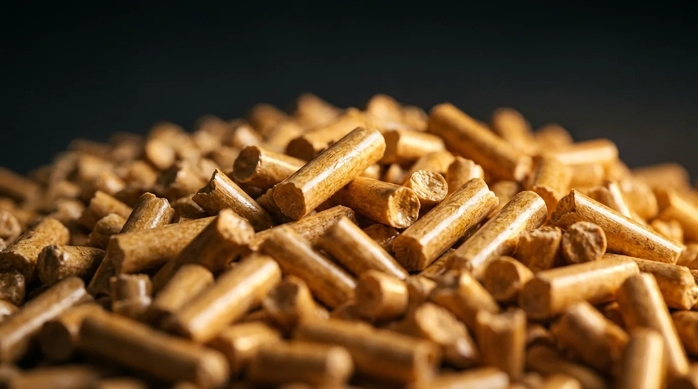 Primo piano di pellet di legno premium